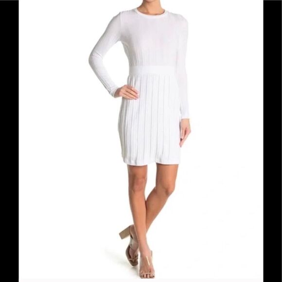Baldwin BLDWN Ribbed Knit Mini Dress Opti White - Picture 1 of 9